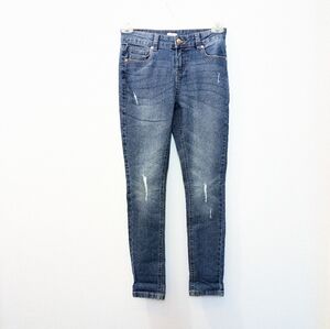 Victory Heart Distressed Jeans, Medium Wash, Girls 14